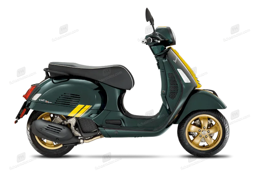 Afbeelding van de Vespa GTS Super 125 Racing Sixties-motorfiets van het jaar 2021